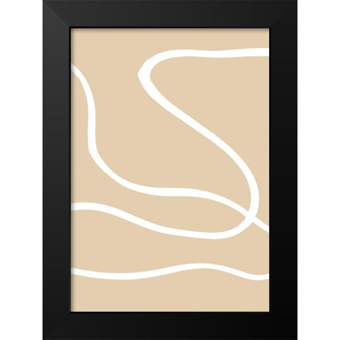 Beige Lines 01 Black Modern Wood Framed Art Print by 1x Studio