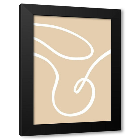 Beige Lines 02 Black Modern Wood Framed Art Print by 1x Studio