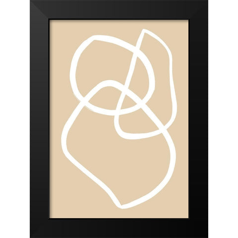 Beige Lines 03 Black Modern Wood Framed Art Print by 1x Studio