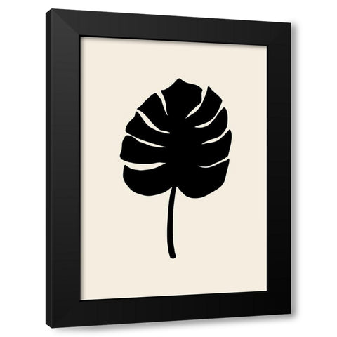 Monstera Leaf Black Black Modern Wood Framed Art Print by 1x Studio