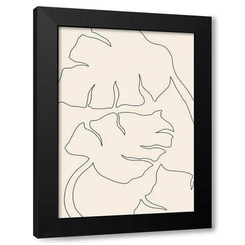 Monstera Outline Black Modern Wood Framed Art Print by 1x Studio