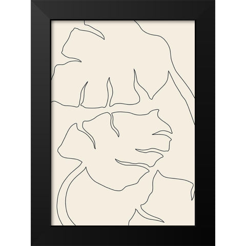 Monstera Outline Black Modern Wood Framed Art Print by 1x Studio