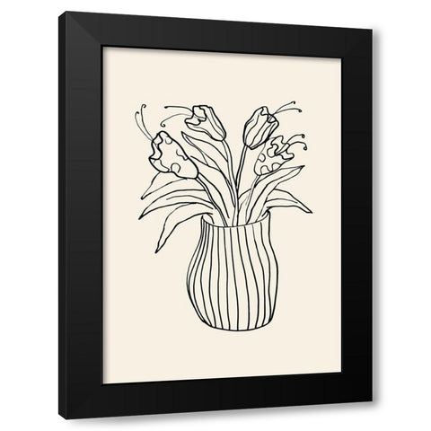 Vase Sketch Black Modern Wood Framed Art Print by 1x Studio