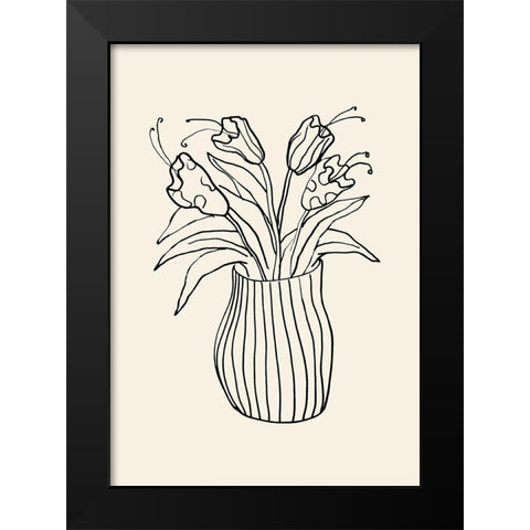 Vase Sketch Black Modern Wood Framed Art Print by 1x Studio