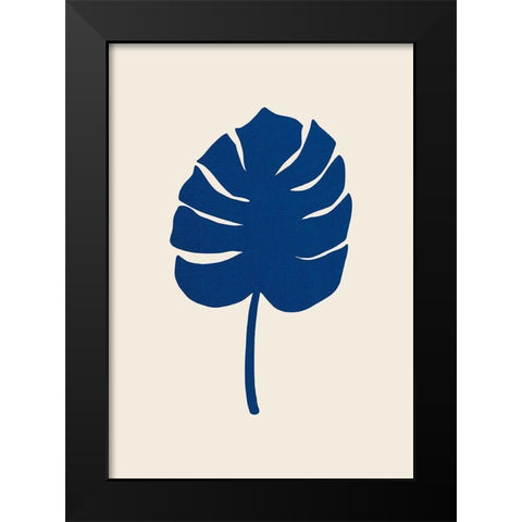 Monstera Canvas Blue Black Modern Wood Framed Art Print by 1x Studio