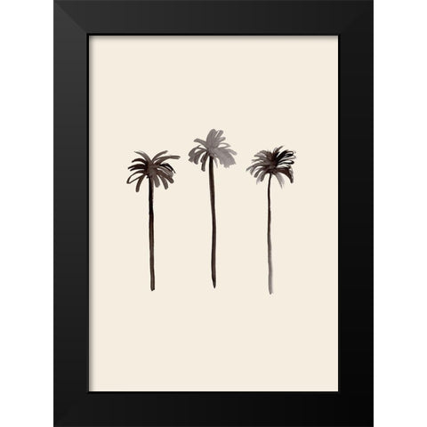 Palm Trees Ink Black Modern Wood Framed Art Print by 1x Studio