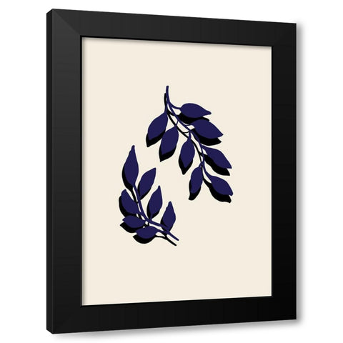 Blue Twigs Black Modern Wood Framed Art Print by 1x Studio