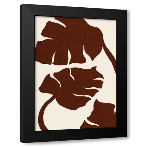 Monstera Canvas Brown Black Modern Wood Framed Art Print with Double Matting by 1x Studio