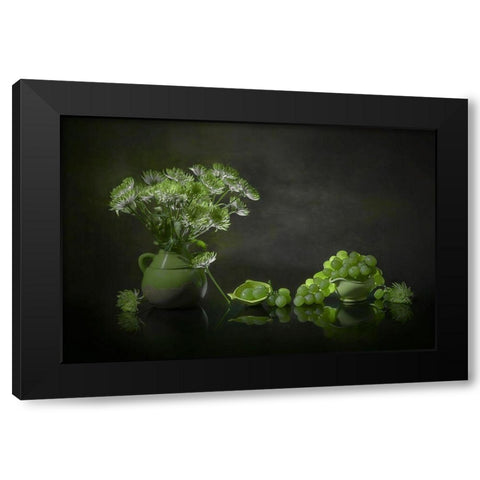 Chrysanthemum And Grape Black Modern Wood Framed Art Print by Jacobs, Lydia