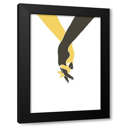 Holding Hands Black Modern Wood Framed Art Print by 1x Studio II