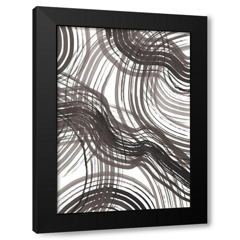 Abstract Ink Black Modern Wood Framed Art Print by 1x Studio