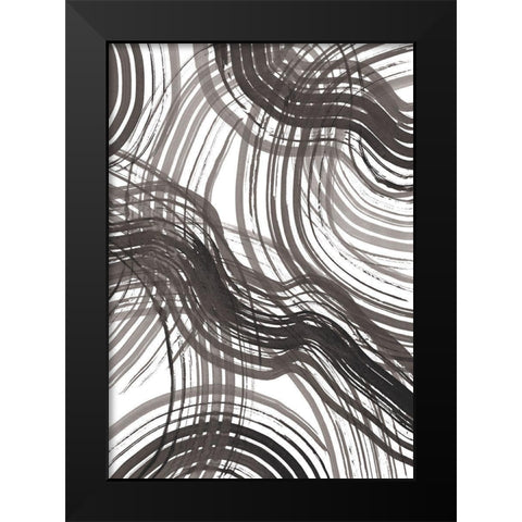 Abstract Ink Black Modern Wood Framed Art Print by 1x Studio