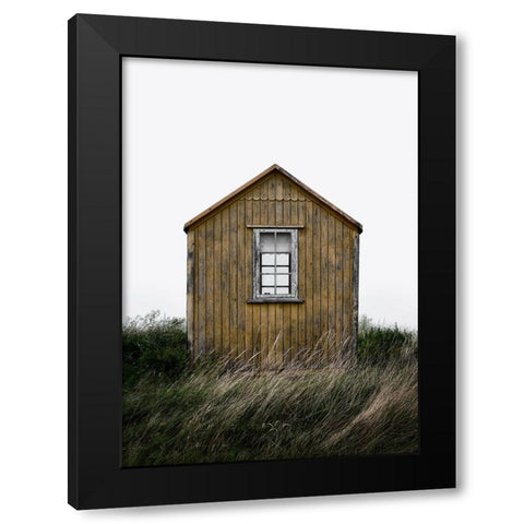 Beach Hut Black Modern Wood Framed Art Print by Gronkjar, Lotte