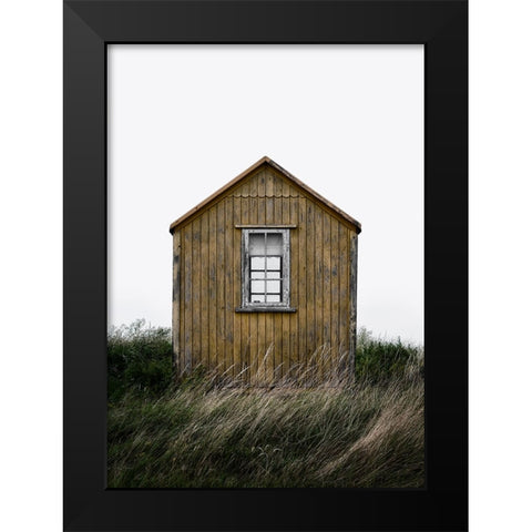 Beach Hut Black Modern Wood Framed Art Print by Gronkjar, Lotte