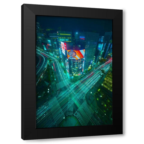 Neotokyo Black Modern Wood Framed Art Print by De La, Javier