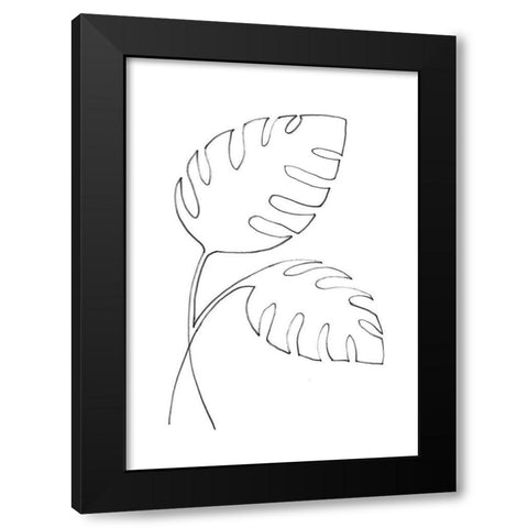 Monstera Lines Black Modern Wood Framed Art Print with Double Matting by 1x Studio II