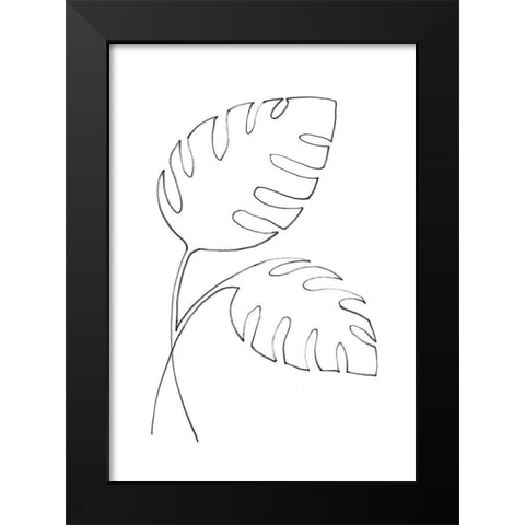 Monstera Lines Black Modern Wood Framed Art Print by 1x Studio II