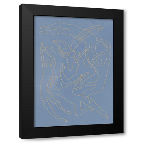 Blue Swimmers Black Modern Wood Framed Art Print with Double Matting by 1x Studio II