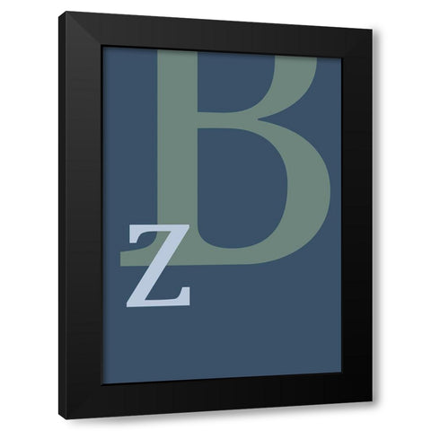 Letter B Black Modern Wood Framed Art Print with Double Matting by 1x Studio II