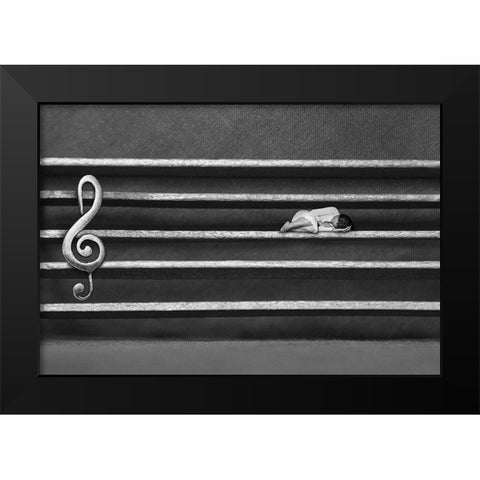 Silence Black Modern Wood Framed Art Print by Sadat Ahmadi, Maryam