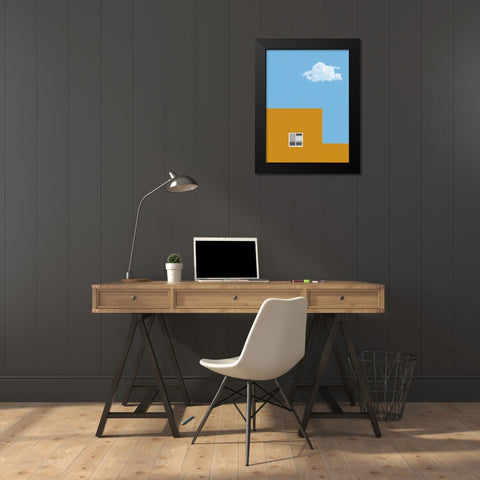 House And Cloud Black Modern Wood Framed Art Print by Labagnara, Roxana