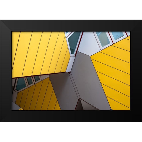 Yellow Houses 3 Black Modern Wood Framed Art Print by Incerti, Andrea