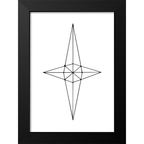 Grid Star White Black Modern Wood Framed Art Print by 1x Studio II