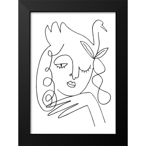 White Swan Black Modern Wood Framed Art Print by 1x Studio II