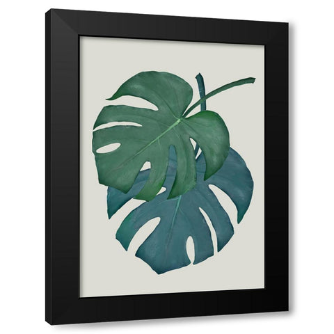 Monstera Aqua 06 Black Modern Wood Framed Art Print with Double Matting by 1x Studio II