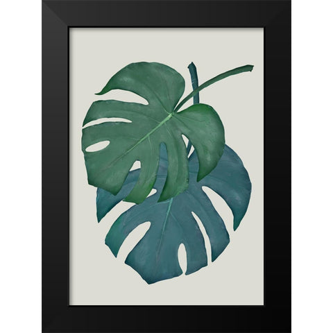 Monstera Aqua 06 Black Modern Wood Framed Art Print by 1x Studio II