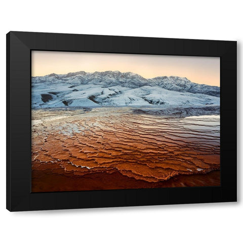 Badab-E Surt Texture Black Modern Wood Framed Art Print with Double Matting by Behzad, Majid