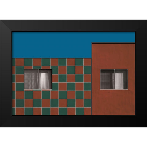 Brick And Green Black Modern Wood Framed Art Print by Labagnara, Roxana