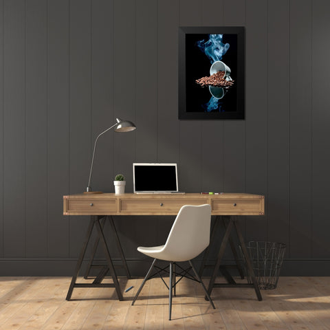 A Cup Of Coffee Black Modern Wood Framed Art Print by Gamez, Lucia