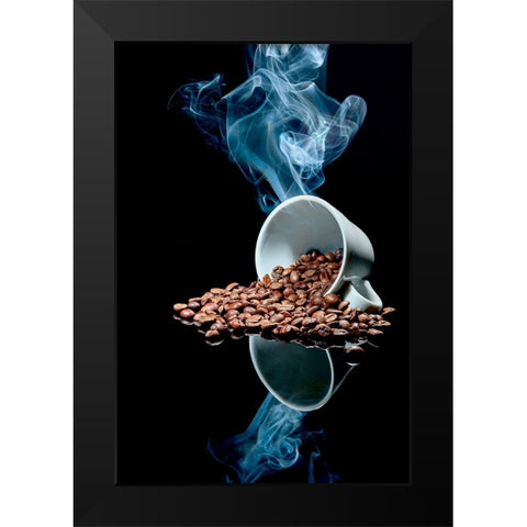 A Cup Of Coffee Black Modern Wood Framed Art Print by Gamez, Lucia