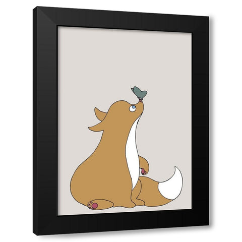 The Fox Black Modern Wood Framed Art Print by 1x Studio II
