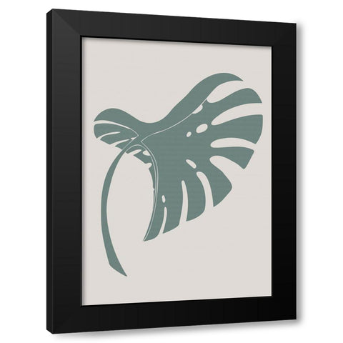 Monstera Bent Green Black Modern Wood Framed Art Print by 1x Studio II