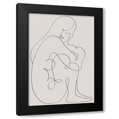 Woman Lines Black Black Modern Wood Framed Art Print with Double Matting by 1x Studio II