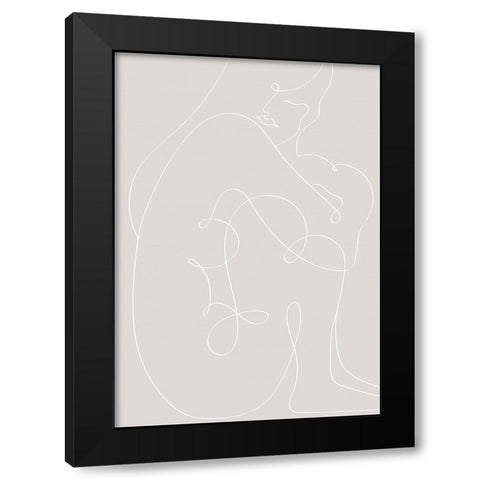 Woman Lines White Black Modern Wood Framed Art Print with Double Matting by 1x Studio II