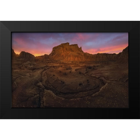 Badlands Black Modern Wood Framed Art Print by Martin Castan, David