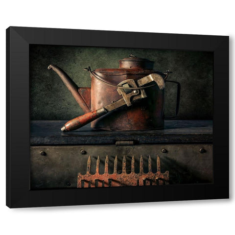 Resting Tools Black Modern Wood Framed Art Print with Double Matting by Kinney, Jon