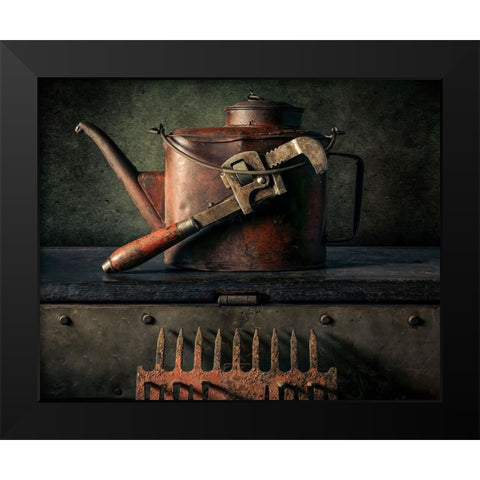 Resting Tools Black Modern Wood Framed Art Print by Kinney, Jon