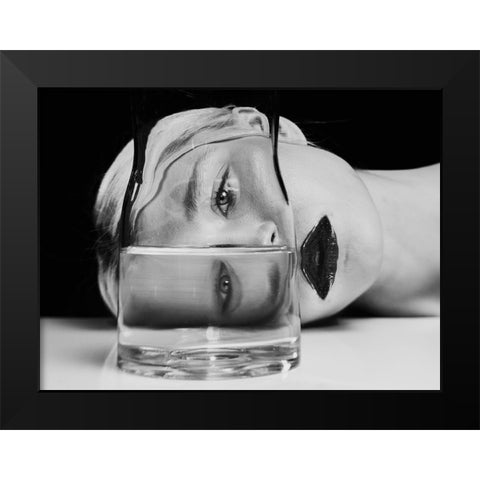 Aqua Black Modern Wood Framed Art Print by Cinteza, Marius