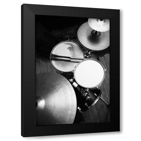 Drums Black Modern Wood Framed Art Print with Double Matting by Yakovlev, Alexander