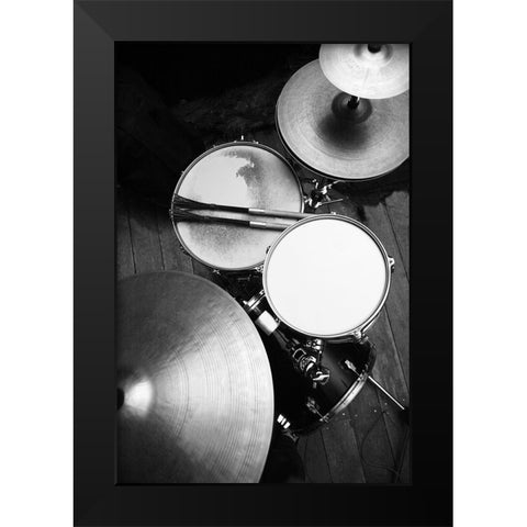 Drums Black Modern Wood Framed Art Print by Yakovlev, Alexander