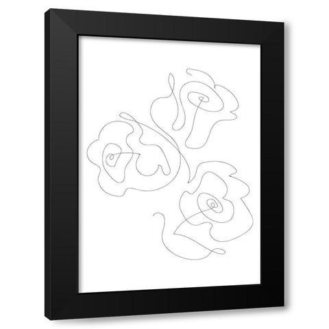 Three Roses Black Modern Wood Framed Art Print with Double Matting by 1x Studio II