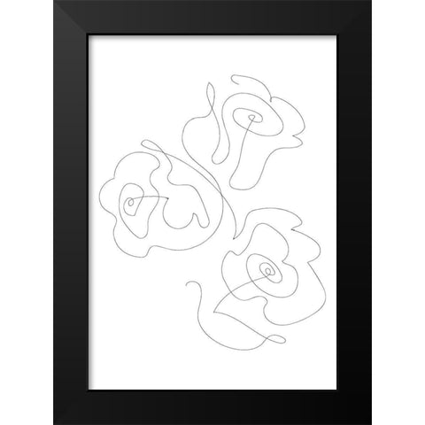 Three Roses Black Modern Wood Framed Art Print by 1x Studio II
