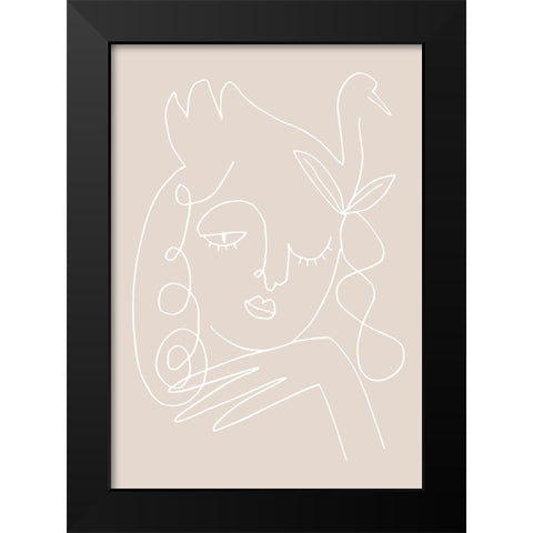 The Swan Beige Black Modern Wood Framed Art Print by 1x Studio II