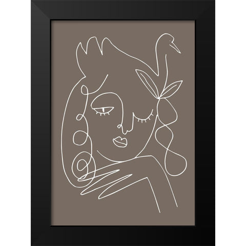 The Swan Brown Black Modern Wood Framed Art Print by 1x Studio II