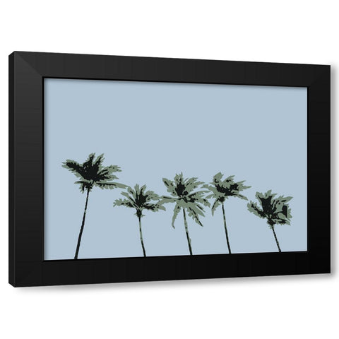 Palms Blue Black Modern Wood Framed Art Print by 1x Studio II
