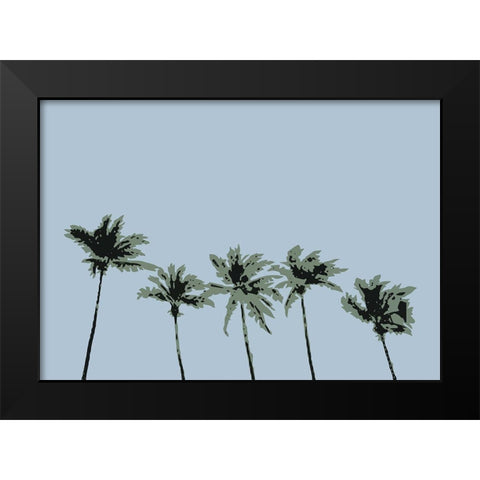 Palms Blue Black Modern Wood Framed Art Print by 1x Studio II